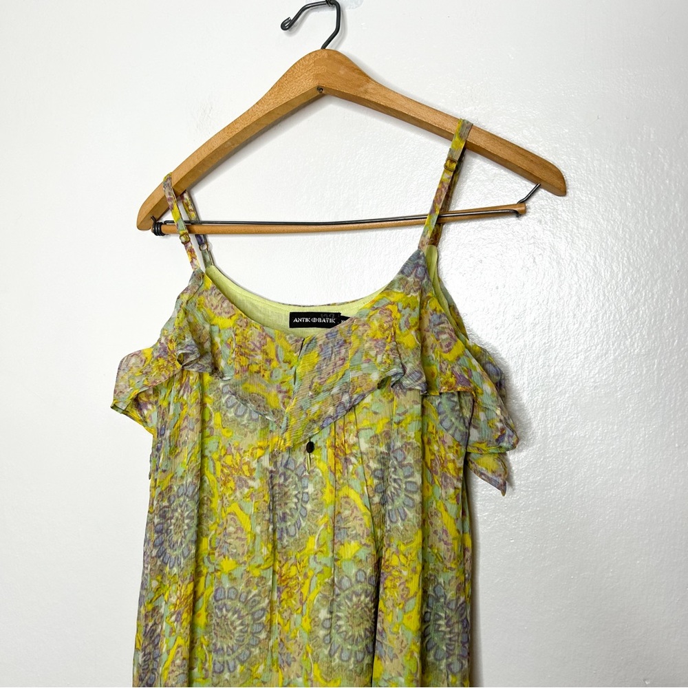 Antik Batik Pastel Kaleidoscope Print Flowy Sleeveless Silk Maxi Dress XS - Picture 3 of 8